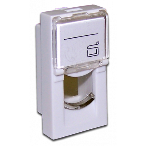 Вставка 22.5x45 на 1 модуль, со шторкой и увеличенным окном маркировки, белая